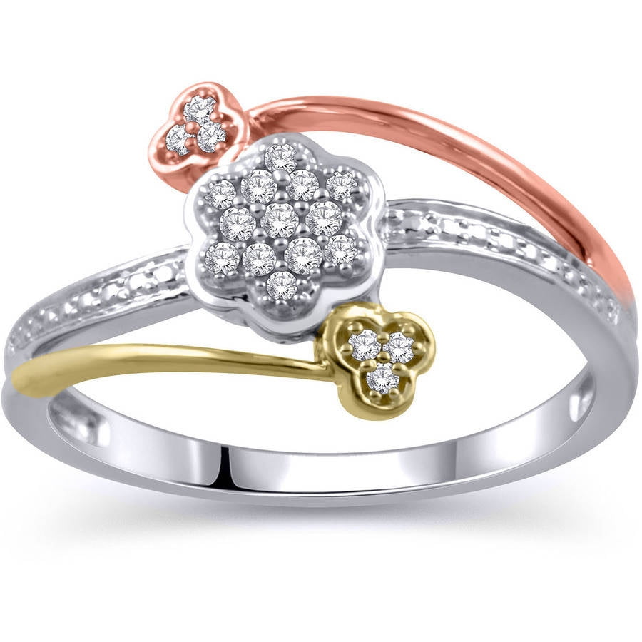 ONLINE 1/10 Carat T.W. Diamond Sterling Silver Floral Promise Ring