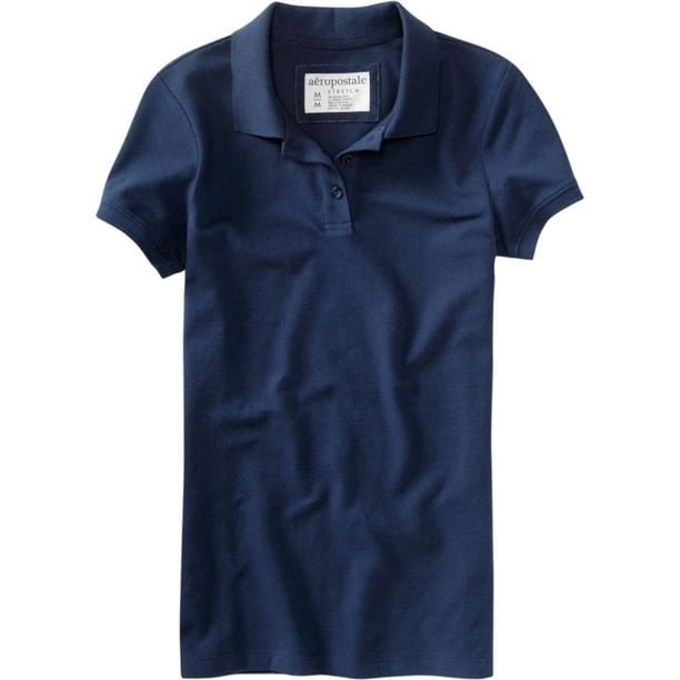 Aeropostale Womens Solid Uniform Polo Shirt, Azul, Small