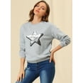 thumbnail image 3 of Sudadera de Manga Larga con Cuello Redondo y Lentejuelas Brillantes Allegra K Gris S, 3 of 6