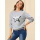 thumbnail image 3 of INSPIRE CHIC Sudadera de manga larga con cuello redondo y lentejuelas brillantes para mujer Gris L, 3 of 6