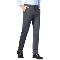 kosheko Mens Flat Front Wrinkle Free Relaxed Fit Dress Pants High Waist Stretch Quick Dry Golf Pant Pleated with Pockets Gray 36