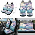 thumbnail image 2 of FORUDESIGNS Dolphins Rainbow Pattern 10 Pack Car Seat Cover Sets Comfortable Car Seat Protector Steering Wheel Cover Vehicle Car Trash Can Air Vent Pouch Coaster Keychain Automobile Interior Sets, 2 of 7