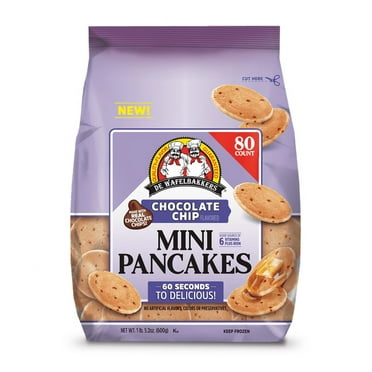De Wafelbakkers Chocolate Chip Mini Pancakes, 1lb 12.2 oz, 80 Count Bag (Frozen)