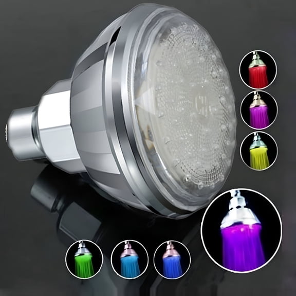 HIBIBUD 2026 New Led Shower Head,Light Up Shower Head,Color Changing Showerhead,360° Home Color 7 Led Facut Head Automatic Bathroom Shower Led Light