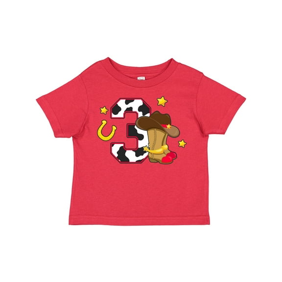 Inktastic Cowboy Birthday Three Years Old with Cowboy Boots Boys Toddler T-Shirt
