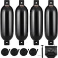 thumbnail image 1 of VEVOR Boat Fenders, 8.5" x 26" Boat Bumpers for Docking, Inflatable Ribbed Fender with Center Holes, Marine Boat Dock Fender Bumper with Air Pump, 4 Needles and 4 Ropes and Storage Bag, Black, 1 of 9