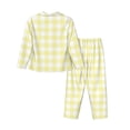 thumbnail image 2 of Uemuo Lemon Yellow Checkboard Pattern Womens Pajama Sets,PJ Set for Women,Pajamas for Women Logo,Long Sleeve Pajama Set for Women,Soft Long Sleeve Top With Pants-Large, 2 of 9