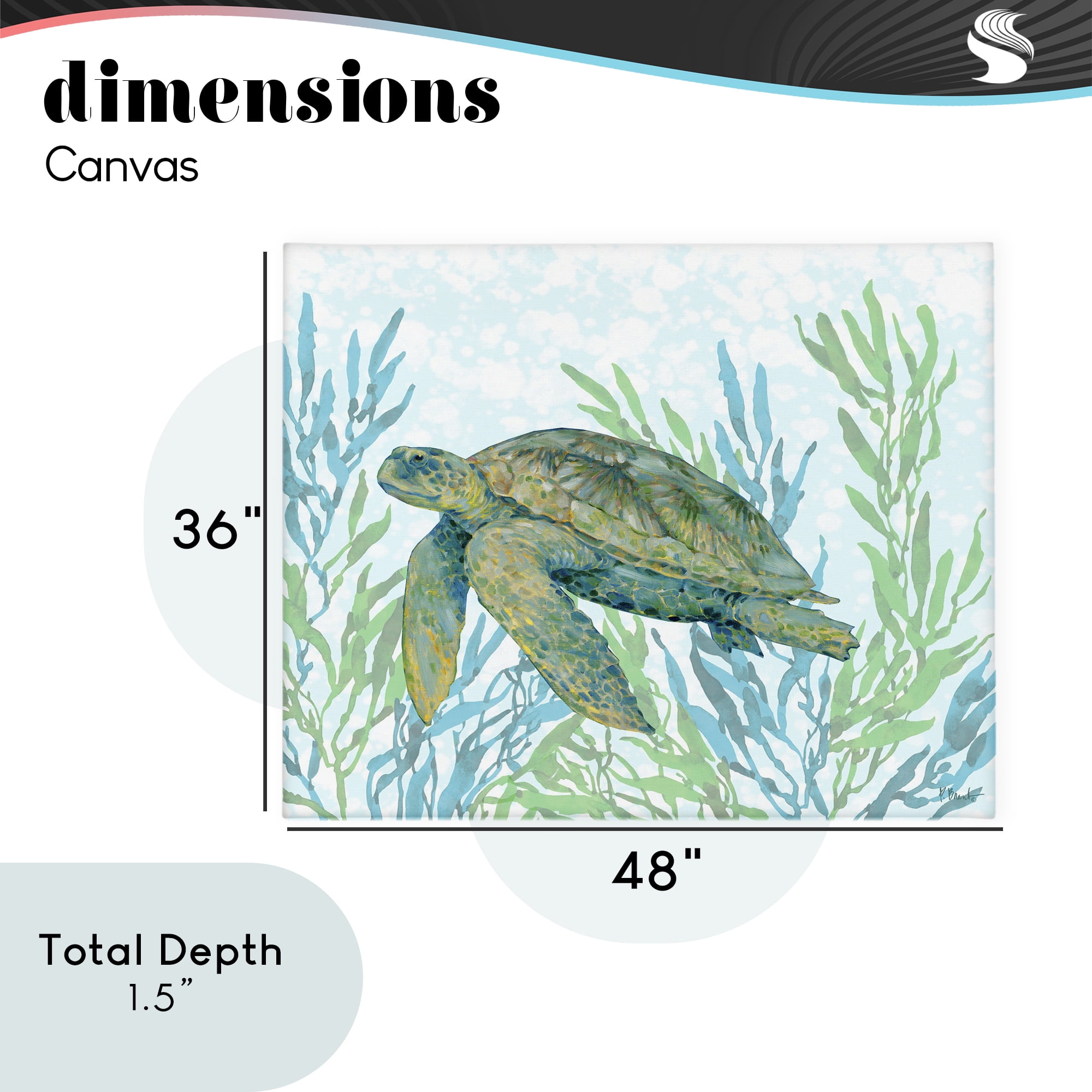 Stupell Industries Tasman Turtle in Seagrass Canvas Wall Art, design by Paul Brent