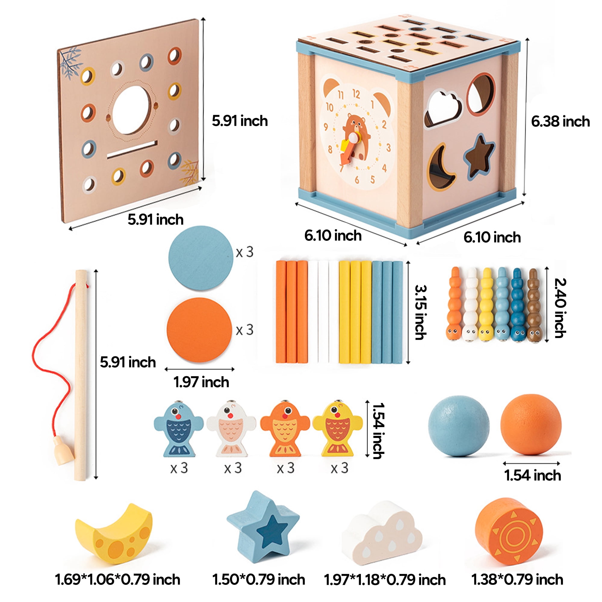 LieGorJi 8 in 1 Wooden Activity Cube, Montessori Toys Set, Educational Developmental Toy, Birthday Gifts for 6-12 Month 1-3 3-5 Year Old