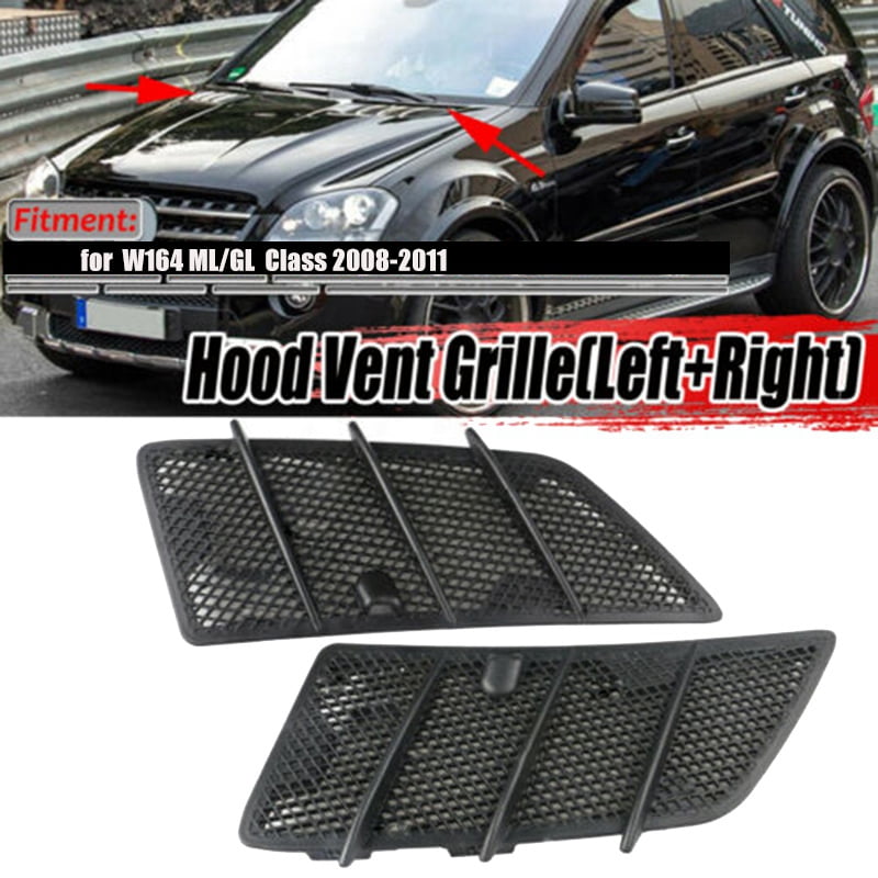 2 Pcs Car Hood Upper Air Vent Grille Cover for W164 ML 320 350 450 550 63AMG 2008-2011 Right & Left,1 * Right Passenger Side Hood Upper Grill Vent 1 * Left Driver Side Hood Upper Grill Vent,black