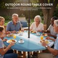 thumbnail image 2 of Round Outdoor Tablecloth with Umbrella Hole and Zipper, Aqua Blue Striped Fitted Table Cover with Elastic Edge for 45-54 Inch, Blue White Ombre Farmhouse Gradient Waterproof Patio Tablecoths, 2 of 9
