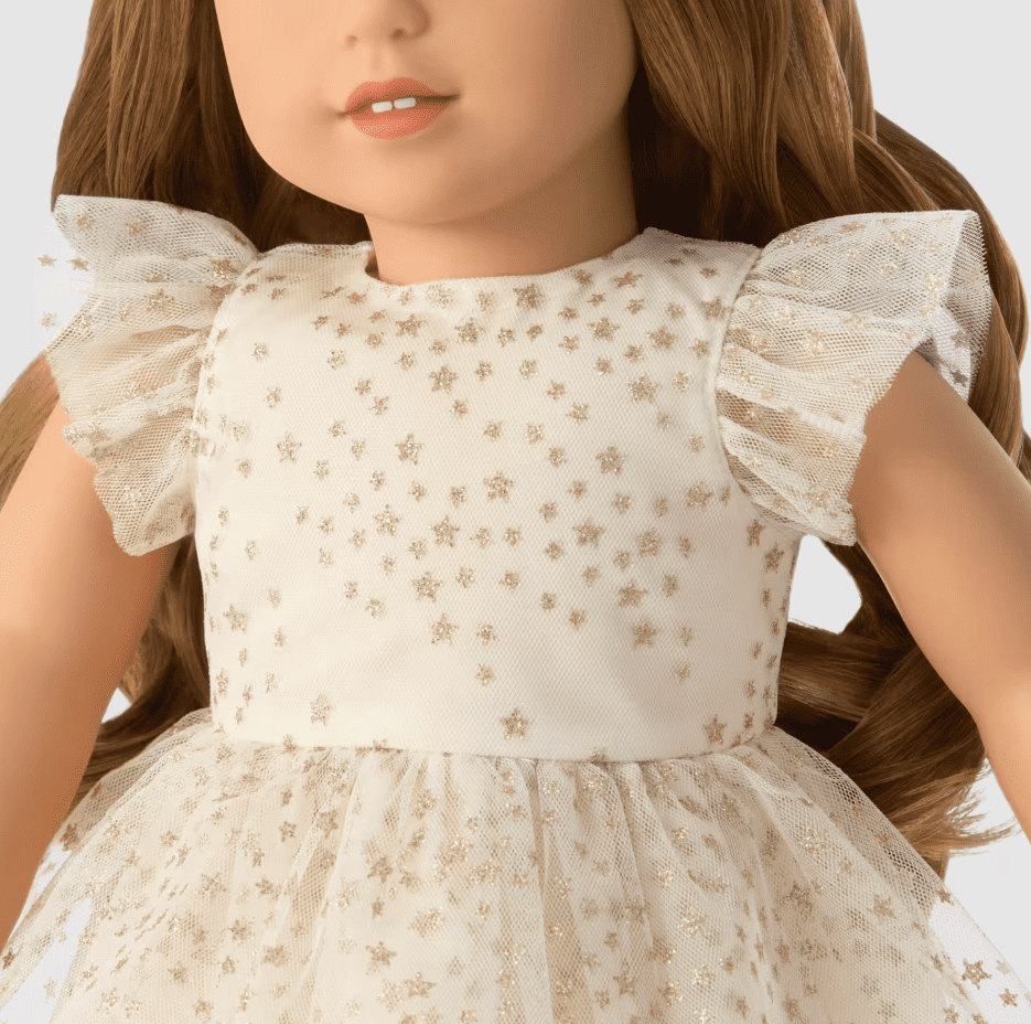 American Girl X Janie and Jack Sparkly Cream Celebration Dress for 18 inch Dolls