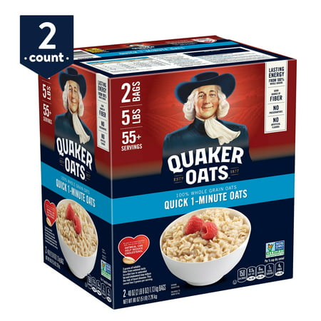 Quaker Oats, Quick 1-Minute Oatmeal, 40 oz Bags, 2 Count