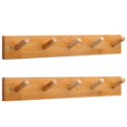 thumbnail image 1 of Webi Perchero montado en la pared Perchero de pared con orificio a orificio de 16 "con 5 ganchos para colgar abrigos Perchero con gancho para sombreros Chaqueta Ropa Toallas Natural 2 paquetes, 1 of 1