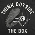 thumbnail image 2 of Mens Think Outside The Box T Shirt Funny Halloween Grave Coffin Joke Tee for Guys Graphic Tees, 2 of 9