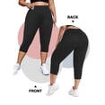 thumbnail image 5 of FlorCurve Plus Size Capri Leggings for Women with Pockets High-Waist Tummy Control Cropped Pants Stretch Yoga Leggings, Black XL, 5 of 6