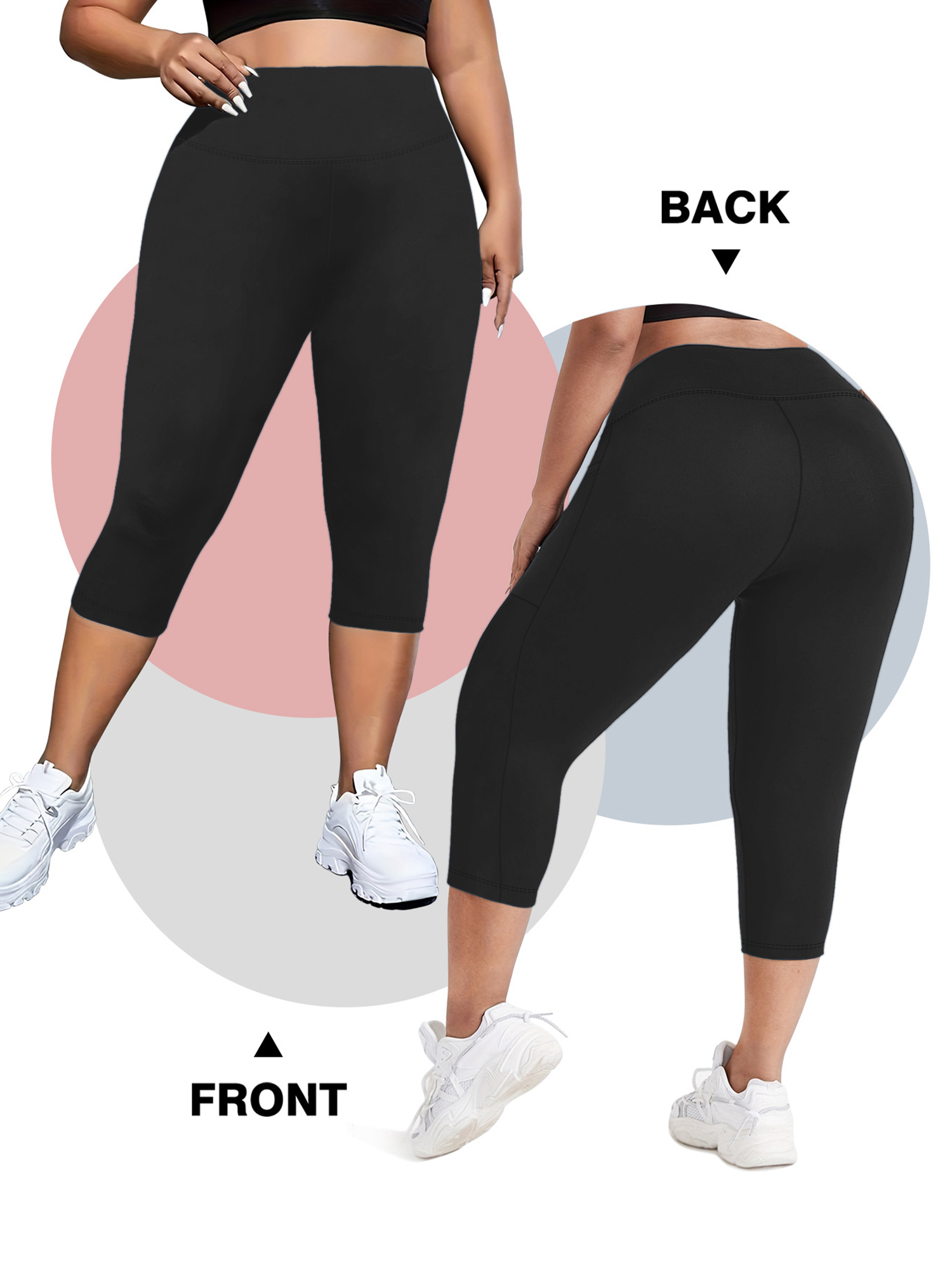 FlorCurve Plus Size Capri Leggings with Pockets, High Waist photo 5