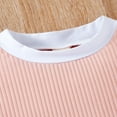 thumbnail image 4 of Baby Summer Romper  Infant Toddler Color Contrasts Ribbed Short Sleeve Crew Neck One-Piece Bottom Jumpsuit, 4 of 6