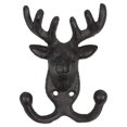 thumbnail image 2 of Cast Iron Deer Head Wall Hook for Hanging Coat 1Set Vintage Rustic Design, 2 of 5