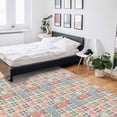 thumbnail image 5 of Area Rugs Indoor Non-Slip Rectangle Rug 5x7 Ft Vintage Patchwork Pink Love Checkered Linen Rug Rubber Backing Floor Mats Non Shedding Home Decor Carpet for Entryway Living Room, 5 of 8