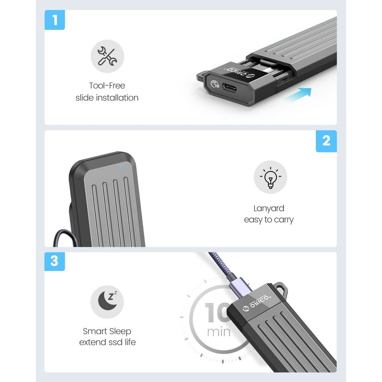 ORICO USB C External Hard Drive Enclosure with Upgrade Braided USB