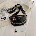 thumbnail image 3 of Bolsa De Pecho Bolso de pecho para mujer, elegante patrón de piedra, bandolera, cadenas, bolso de sillín (negro) Tmvgtek Para Estrenar, 3 of 6