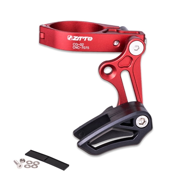 Soidarity Guía de cadena de bicicleta 35mm-31,8mm aleación de aluminio marco de un solo disco Protector E tipo tensor reemplazo con arandelas Ciclismo Rojo
