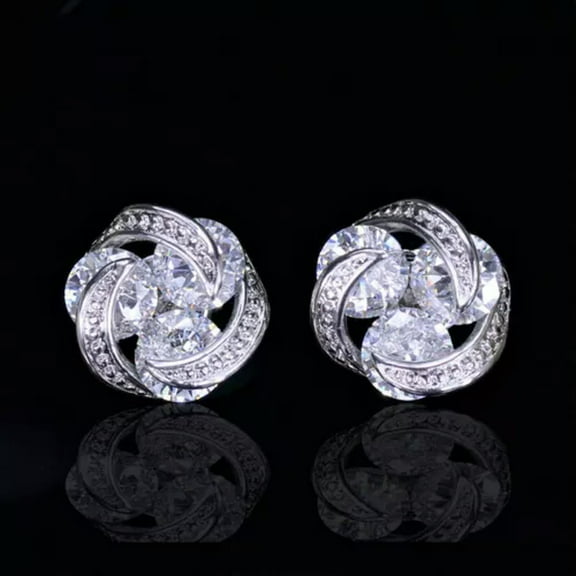 Unique Revolving Multicolored AAA  Cubic Zircon Round Women Daliy Stud Earrings