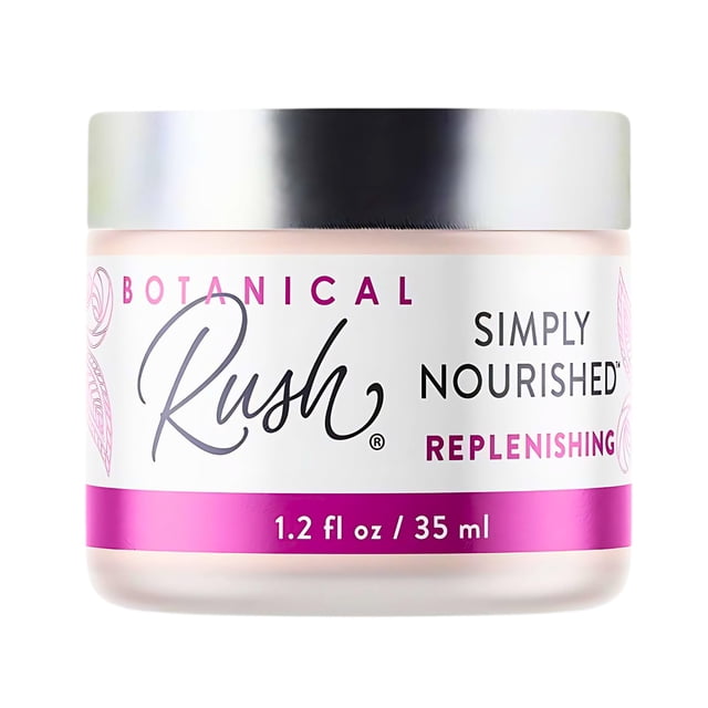 BOTANICAL RUSH La crema simplemente nutrida de escualano de aceitunas proporciona una función de barrera natural única que mejora la hidratación para todo tipo de piel, botella de 1.2 onzas líquidas