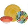 & Co. Bold Foliage 12 Piece Dinnerware Set, Service for 4, Fiesta Dinnerware, plates and bowls sets, home trends and home food network essentials, Melamine dinner plates, 16" L x 12" W x 15" H