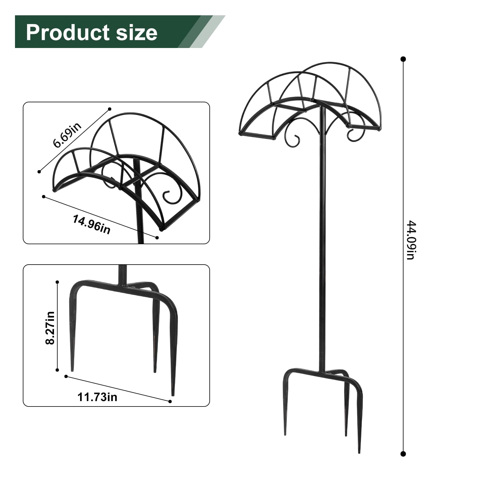 Hongshifu Garden Hose Rack Stand, Metal Freestanding Holder for  Hose - Detachable Reel Storage with Wheels for Yard and Lawn