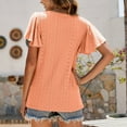 thumbnail image 6 of Brglopf Women Summer Tunic Tops Casual Crew Neck Ruffle Short Sleeve Blouse Solid Hollow out Dressy T Shirts, 6 of 7