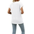 thumbnail image 5 of VBARHMQRT Casual Womens Tops Long Sleeve Summer Fashion Casual V Neck Low Neckline Ultra Short Sleeved Solid Color Printed Loose T Shirt Top Denim Top Ladies T Shirts Half Sleeve, 5 of 5