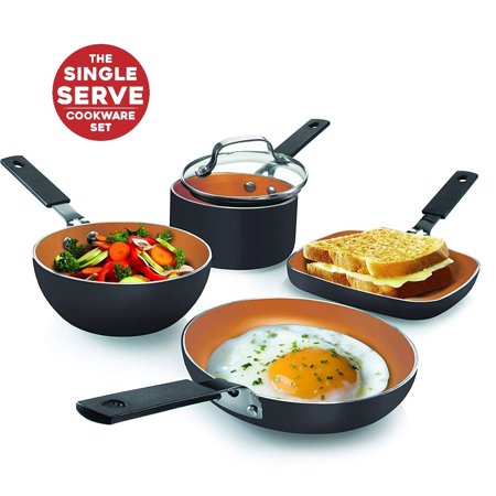 Gotham Steel Mini Space Saving 5 Piece Single Serve Nonstick Small Cookware Set