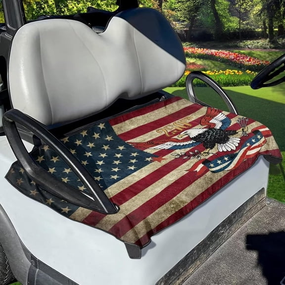 250th American Flag and Eagle Graphic Golf Cart Seat Covers, Universal Fit for EZGO, Club Car, Yamaha 52"x32", 2 Passenger Golf Cart Seat Protector, Durable Washable