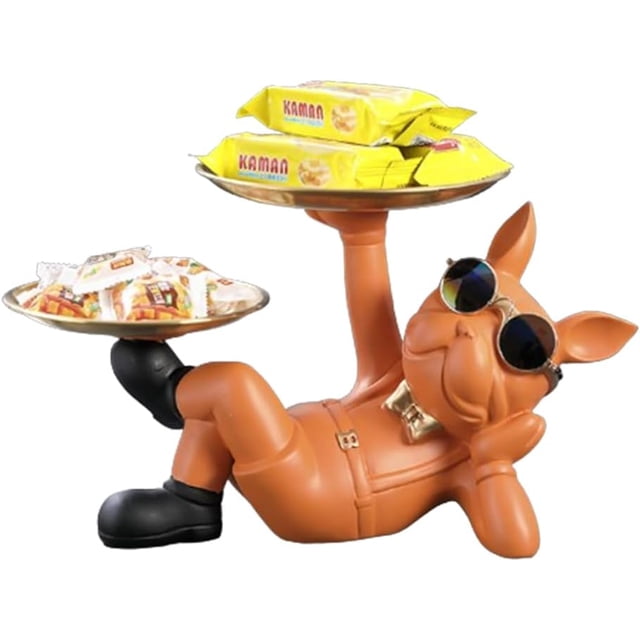 Creative Wealth Dog Ornaments, Foyer Key Storage Tray, Tabletop Candy Plate, Home Decoration, Gift Storage Box, Black (hengcheng)