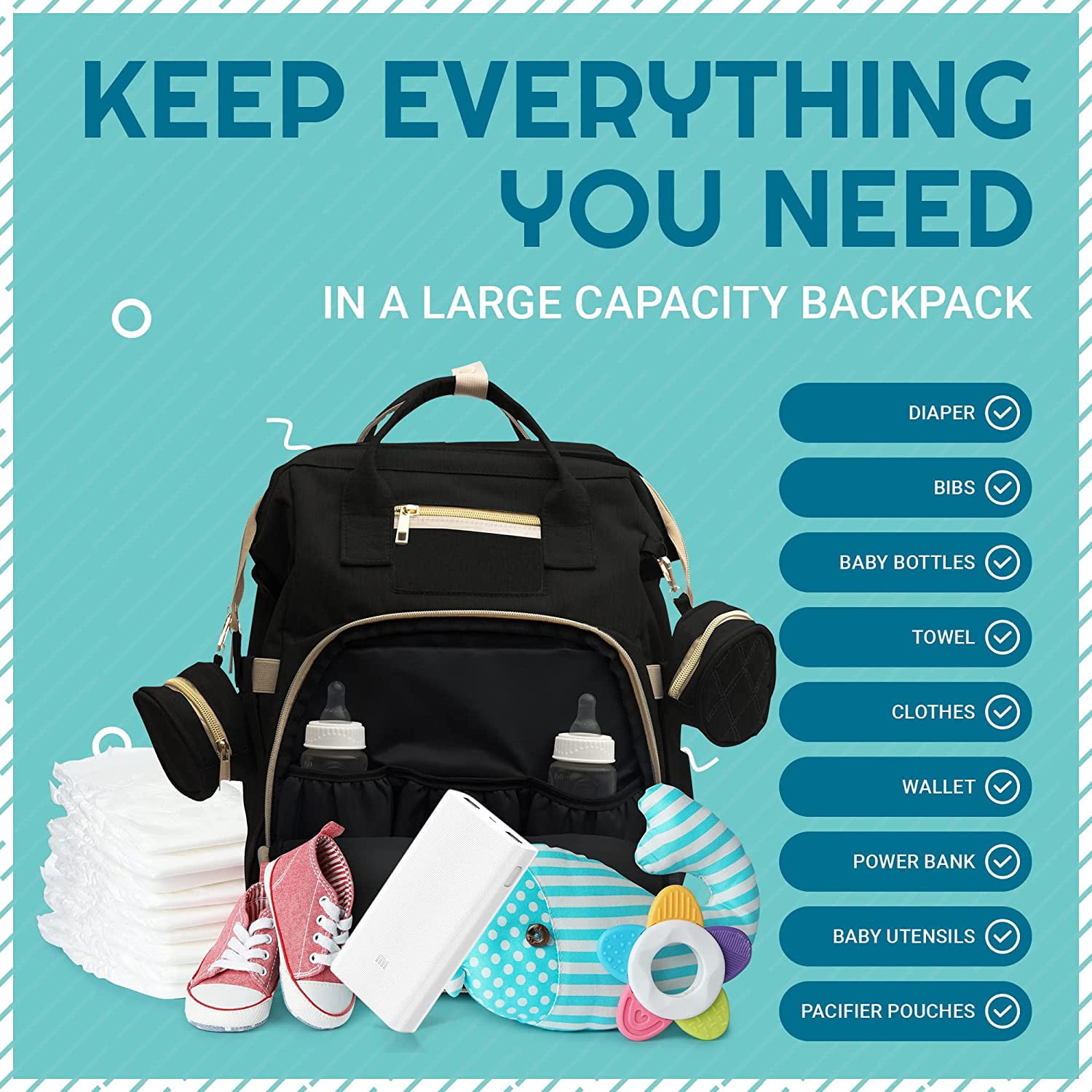 Exec-U-Gift Diaper Bag Backpack with Changing Station