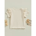 thumbnail image 5 of FEORJGP Toddler Girls Fly Sleeve T-Shirts Kids Baby Crew Neck Shirts Solid Color Ribbed Knit Tops Littel Girl Summer Casual Fashion Clothes, 5 of 9