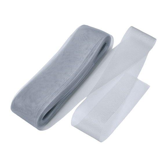 Uxcell Stiff Horsehair Braid 50 Yards 3 Inch Soft Horsehair Trim for Polyester Boning Sewing Wedding Dress Dance Gown Shaping Trimming, Grey