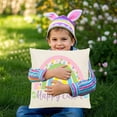 thumbnail image 5 of Zhourta Easter Throw Pillow Covers Soft Egg Bunny Pillowcase Easter Cushion Cover Linen Fabrics Sofa Living Room Decorative Pillow Cover Easter Decorations 18×18Inch, 5 of 6