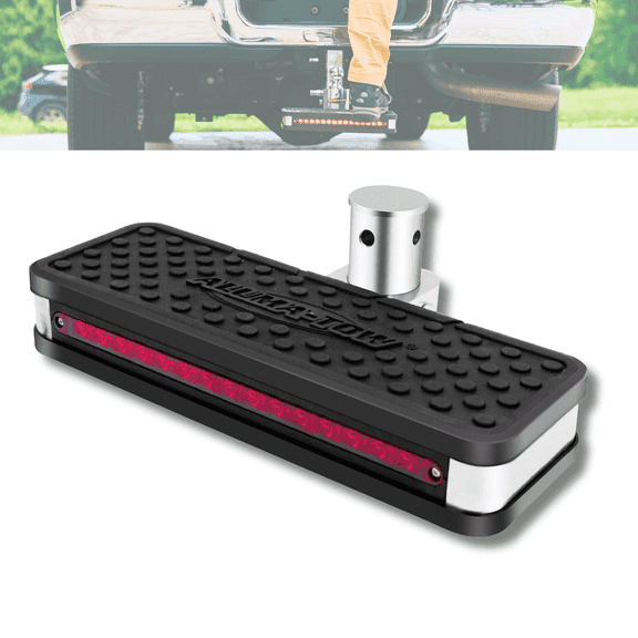 Aluma-Tow Swivel Step with 11" LED Brake Light, Heavy-Duty Die-Cast Aluminum 500 lb Capacity Fits Aluma-Tow Adjustable Ball Mounts