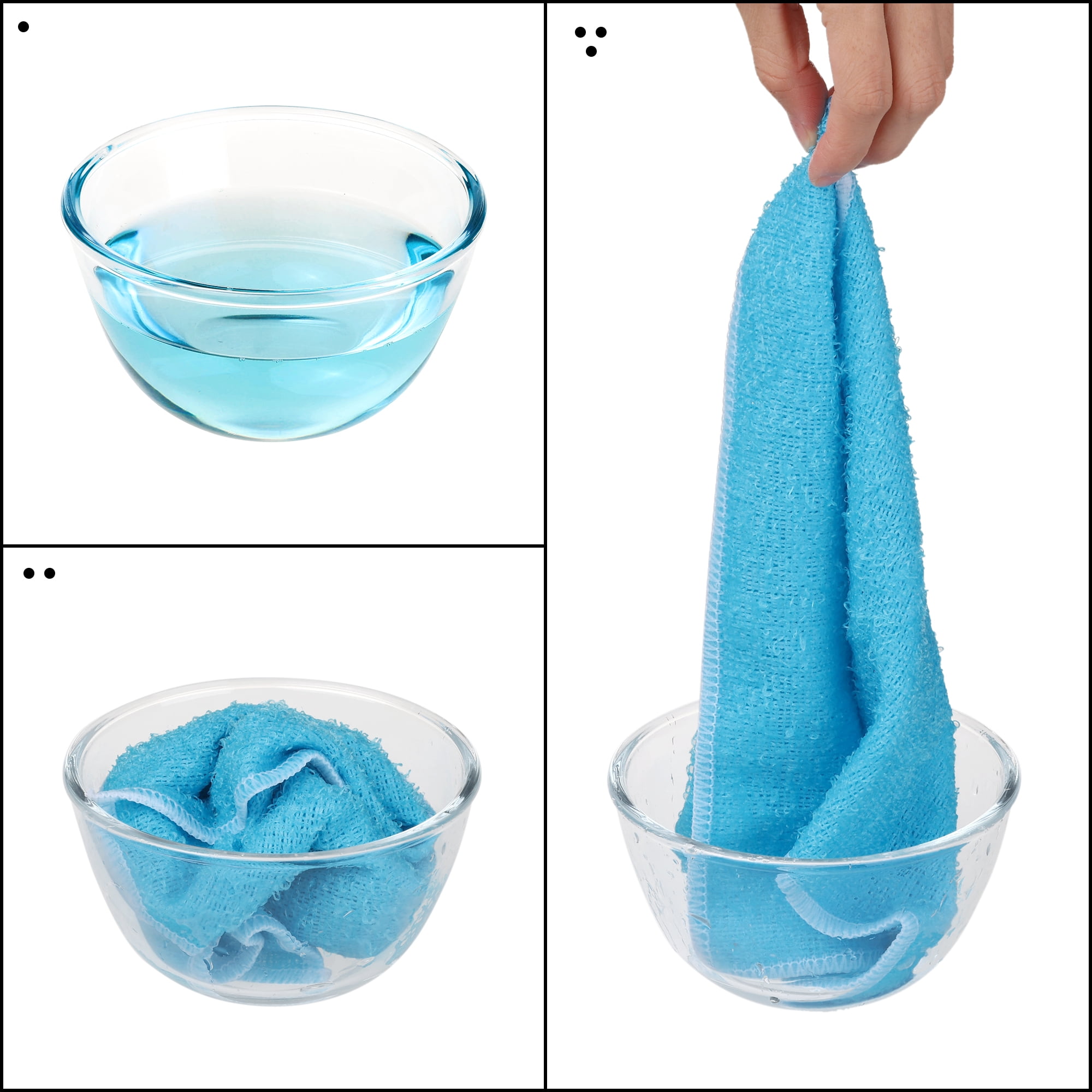 Unique Bargains 24pcs Soft Kitchen Dish Cloths Absorbent Dish Towels Blue 7" x 9"