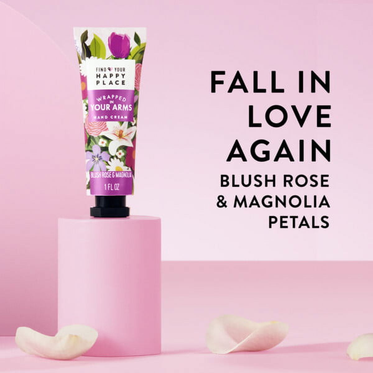 Find Your Happy Place Moisturizing Hand Cream Wrapped In Your Arms Blush Rose and Magnolia 1 fl oz