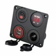 thumbnail image 1 of 4 in 1 Charger Socket Panel,12V 3.1A Dual USB Charger Socket Power Outlet & LED Voltmeter & Cigarette Lighter Socket & LED Lighted ON Off Rocker Toggle Switch for Car Marine Boat RV Truck, 1 of 7