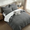 thumbnail image 3 of Levtex Home - Mills Waffle Charcoal Duvet Cover Set - King Duvet Cover + Two King Pillow Cases - Charcoal Waffle Weave - Duvet Cover (106 x 94in.) and Pillow Case (36 x 20in. ) - Cotton, 3 of 8