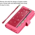 thumbnail image 5 of Wallet Case for Samsung Galaxy Note 9,Magnetic Handbag Zipper Pocket PU Leather Flip with 9 Card Slots and Wrist Strap Folio TPU Inner Stand Case for Samsung Galaxy Note 9 - Rose Red, 5 of 14