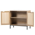 thumbnail image 3 of YYAo Accent Storage Cabinet with 2 Rattan Doors, Sideboard Buffet Cabinet for Entryway, Natural, 3 of 5