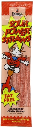 Sour Power Strawberry Straws, (Pack of 24)