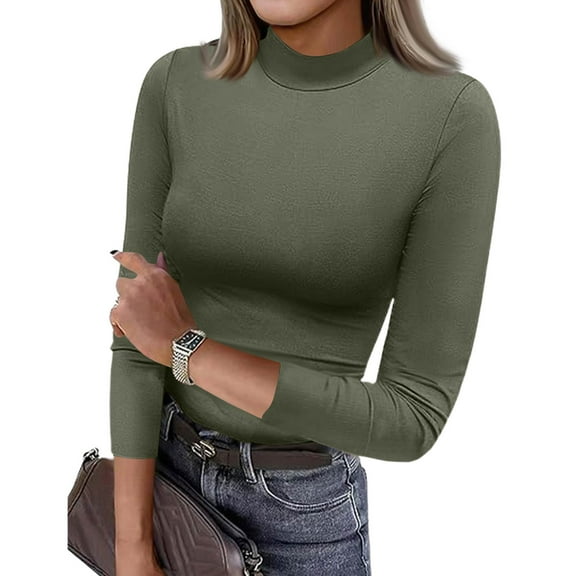 Womens 3/4 Sleeve T-Shirts Basic Tops 2025 Fall Fashion Outfits Going Out Winter Clothes Army Green L
