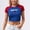 Blue, variant on HCYSFG Womens "HAITI" Letter Print Crop Top Casual Crew Neck Short Sleeve Tee Cultural Pride Graphic Top Trendy Summer Streetwear